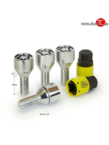 Колёсный болт длиной 28 мм Вектор M12 1.25 28 секретка (комплект) (пос. место: конус) 
