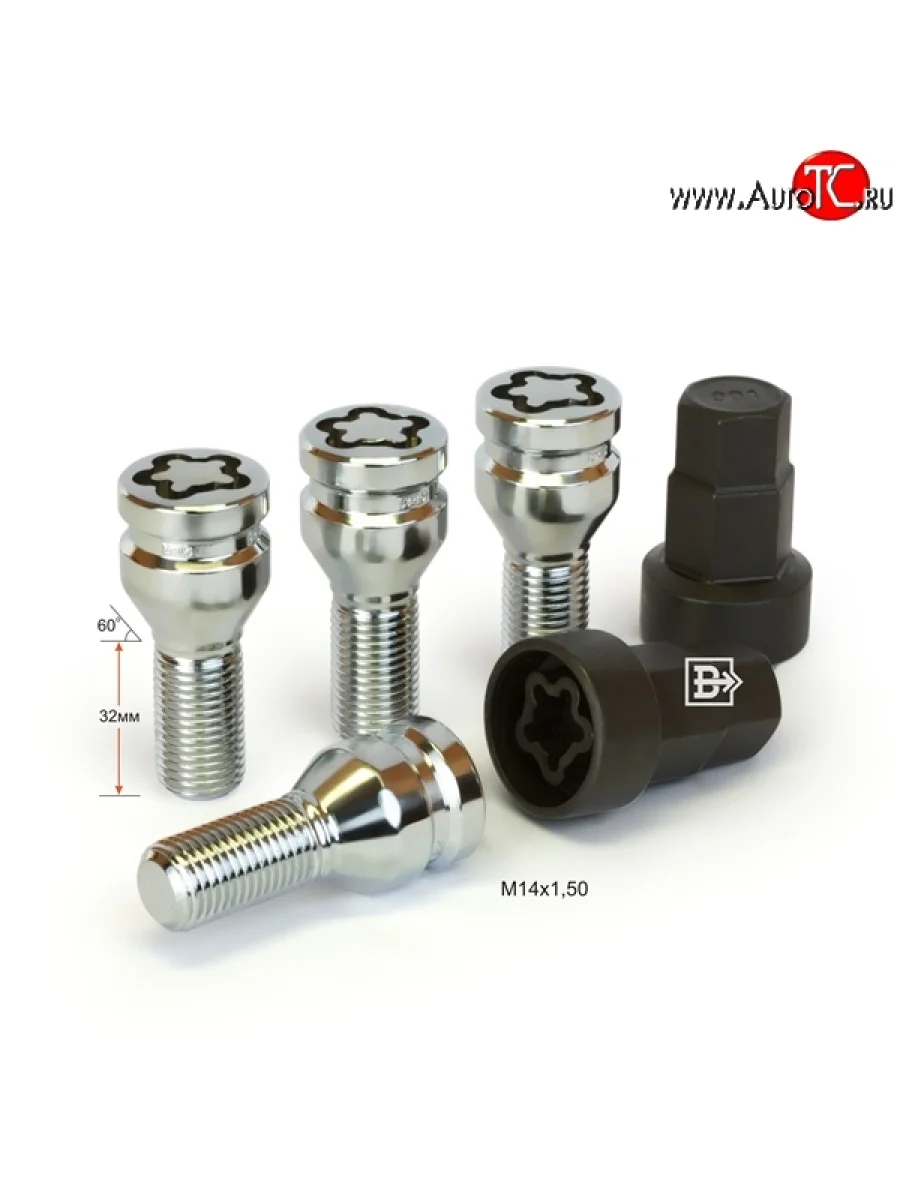 Колёсный болт длиной 32 мм Вектор M14 1.5 32 секретка (комплект) (пос. место: конус)    в Воронеже Воронежской области