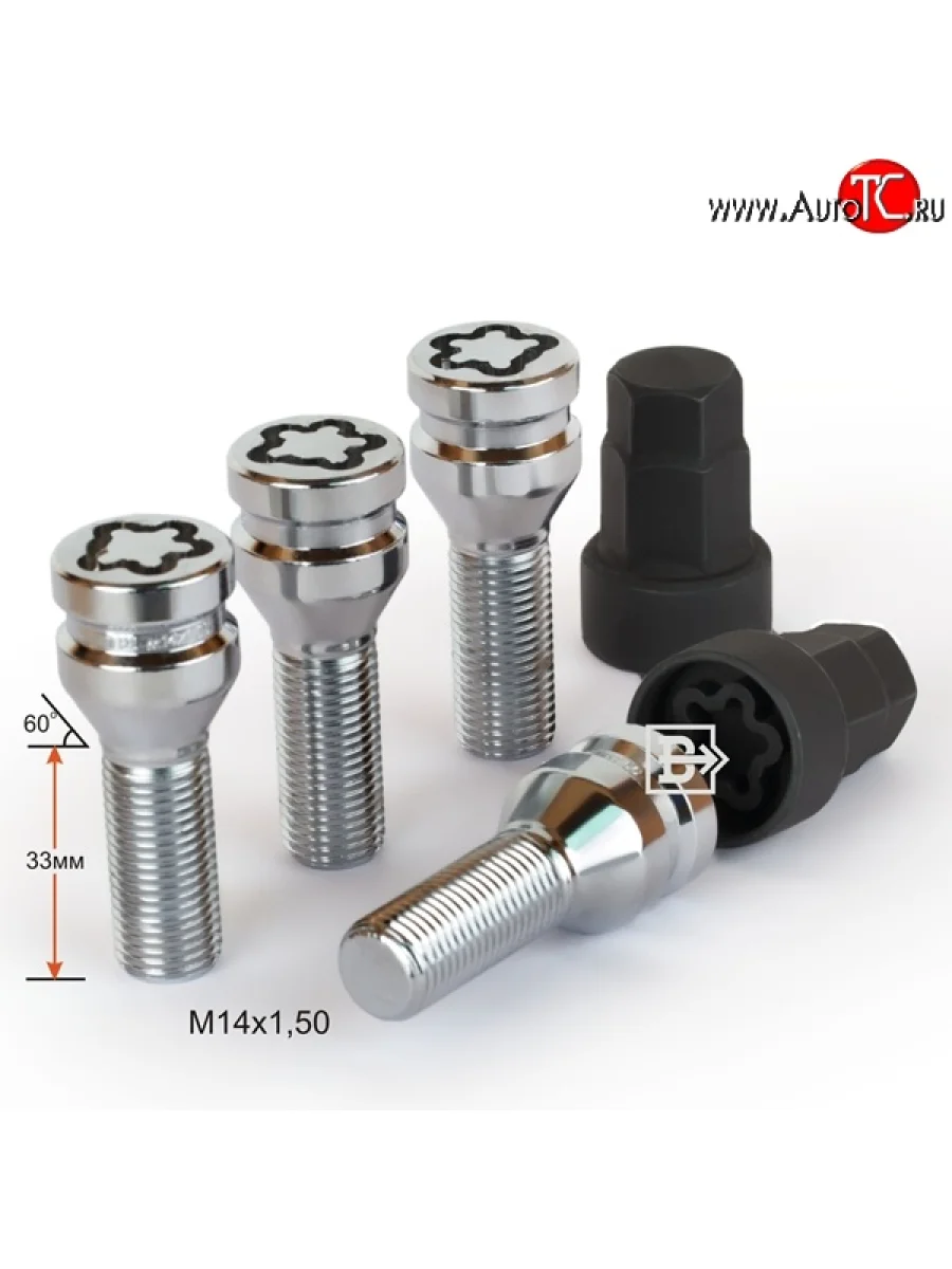 Колёсный болт длиной 33 мм Вектор M14 1.5 33 секретка (комплект) (пос. место: конус)    в Воронеже Воронежской области