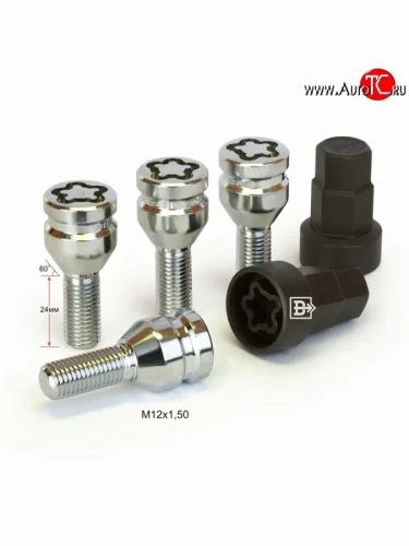 Колёсный болт длиной 24 мм Вектор M12 1.5 24 секретка (комплект) (пос. место: конус) 