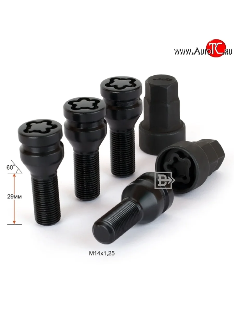 Колёсный болт длиной 30 мм Вектор M14 1.25 30 секретка (комплект) (пос. место: конус) BMW 8 серия G15 купе рестайлинг (2022-2023)