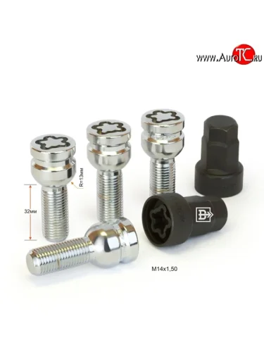 Колёсный болт длиной 32 мм Вектор M14 1.5 32 секретка (комплект) (пос. место: сфера) 