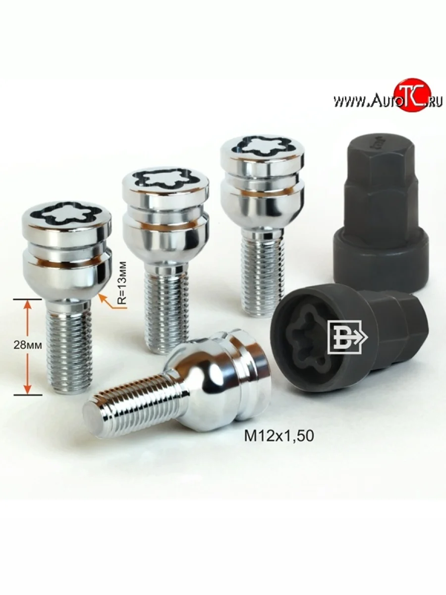 Колёсный болт длиной 28 мм Вектор M12 1.5 28 секретка (комплект) (пос. место: сфера)    в Воронеже Воронежской области