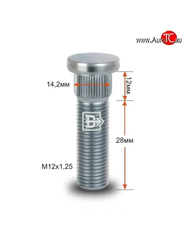 Забивная шпилька 28 мм ступицы Вектор M12x1.25x28 Ravon R2 (2016-2025)