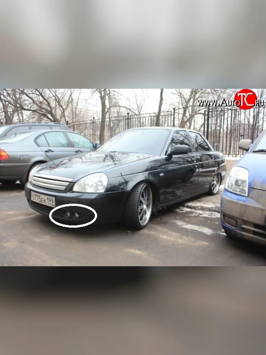 Изменённая решётка Double Light Style с пластиковой сеткой на передний бампер автомобиля  Лада ВАЗ Приора (2007-2014) 2170, 2171, 2172, 21728 (Неокрашенная)  с доставкой в г. Пермь