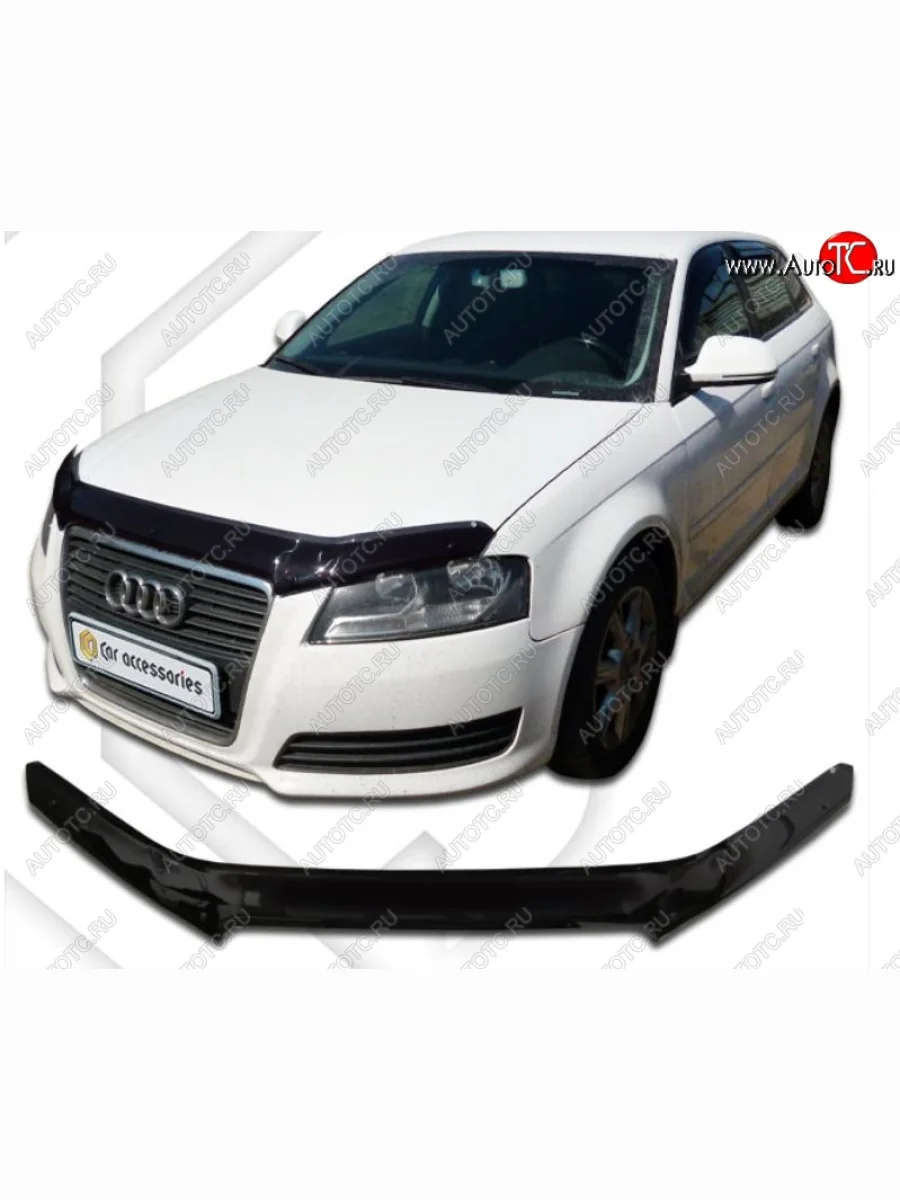 Дефлектор капота CA-Plastic Audi A3 8PA хэтчбэк 5 дв. 2-ой рестайлинг (2008-2010) (Classic черный, Без надписи)  в Воронеже Воронежской области
