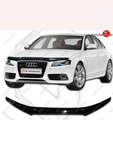 Дефлектор капота CA-Plastic (Classic черный) Audi A4 B8 дорестайлинг, седан (2007-2011)