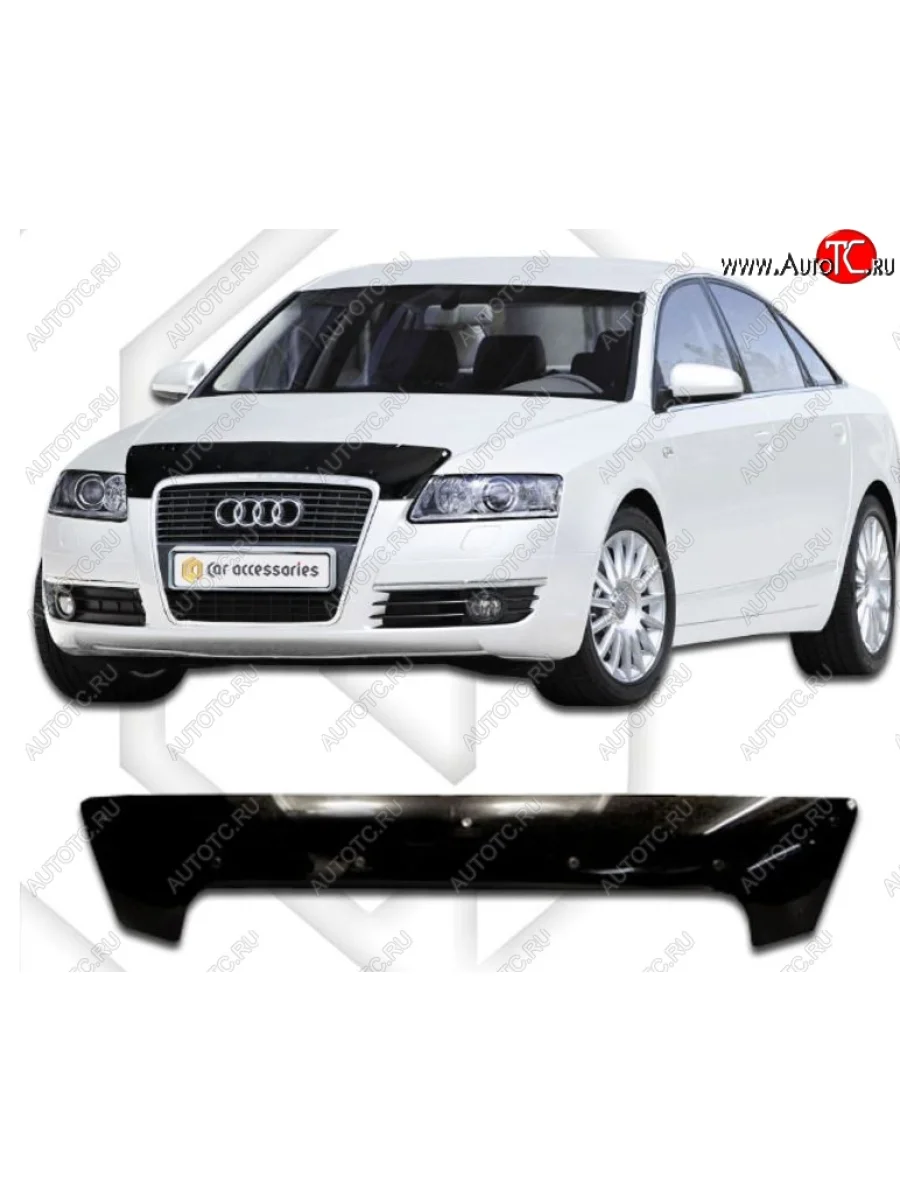 Дефлектор капота CA-Plastic Audi A6 C6 дорестайлинг, седан (2004-2008) (Classic черный, Без надписи)  в Керчи Республика Крым