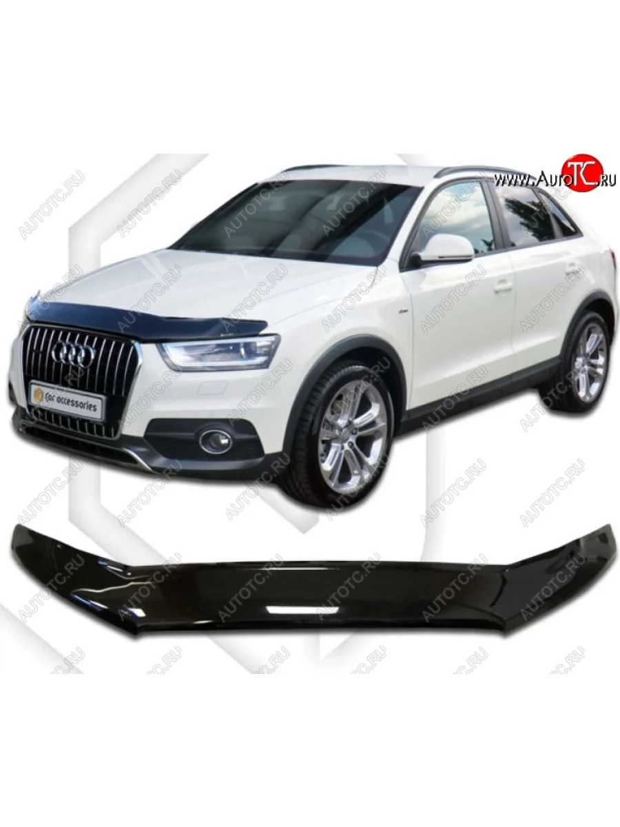 Дефлектор капота CA-Plastic Audi Q3 8U дорестайлинг (2011-2015) (Classic черный, Без надписи)  в Керчи Республика Крым