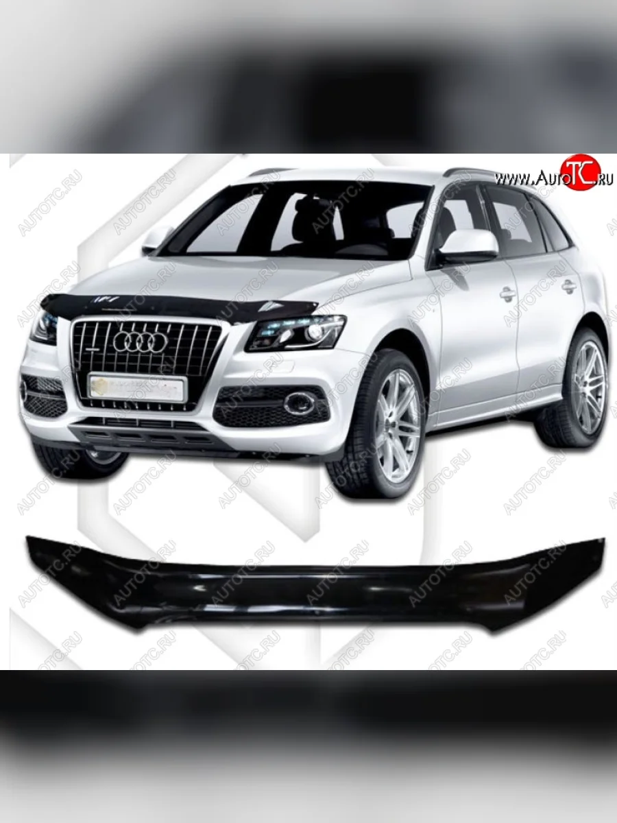 Дефлектор капота CA-Plastic Audi Q5 8R дорестайлинг (2008-2012) (Classic черный, Без надписи)  в Керчи Республика Крым