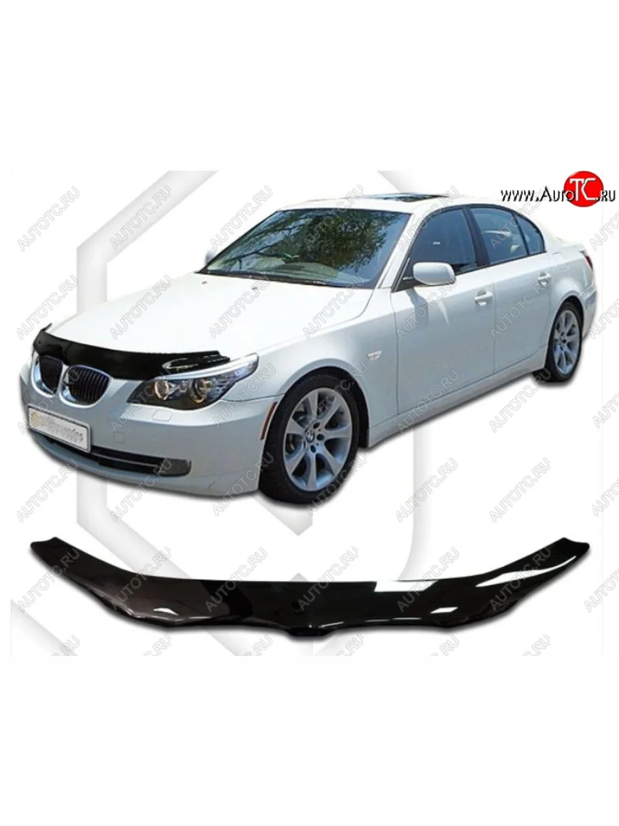 Дефлектор капота CA-Plastic BMW 5 серия E61 универсал дорестайлинг (2003-2007) (Classic черный, Без надписи)  в Самаре Самарской области