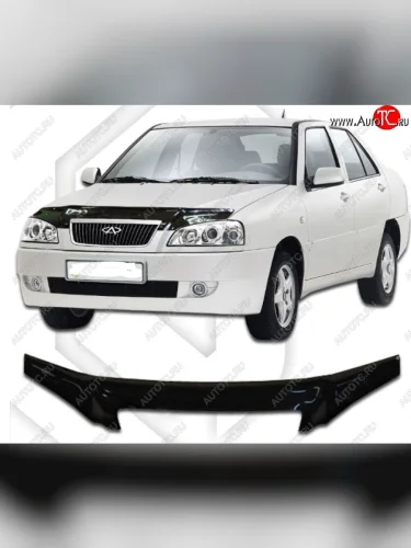 Дефлектор капота CA-Plastic (Classic черный) Chery Amulet (Corda) A15 лифтбэк (2003-2010)