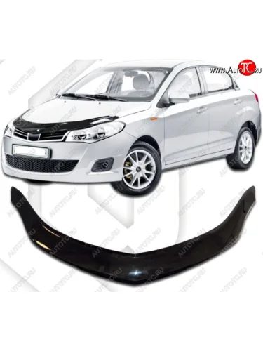 Дефлектор капота (рестайлинг) CA Plastic (черный) (Classic черный) Chery Bonus (A13) лифтбэк (2011-2016)