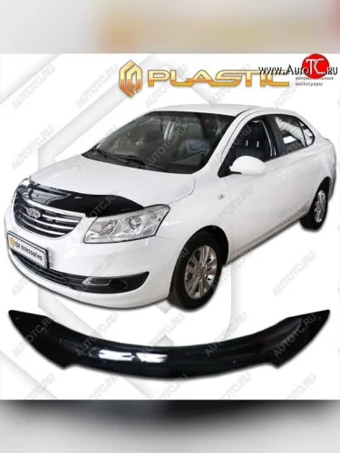 Дефлектор капота CA-Plastic (Classic черный) Chery Bonus 3 (A19) седан (2013-2016)