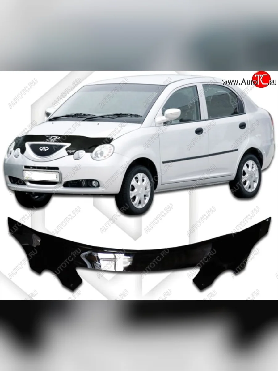Дефлектор капота CA-Plastic Chery QQ6 (2006-2010) (Classic черный, Без надписи)  в Керчи Республика Крым