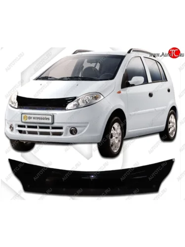 Дефлектор капота CA-Plastic (Classic черный) Chery Kimo A1 хэтчбэк (2008-2014)