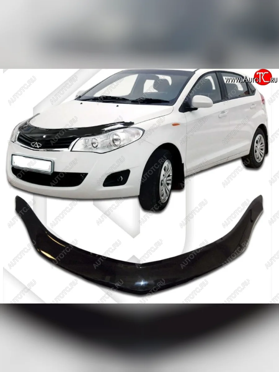 Дефлектор капота CA-Plastic Chery Very (2011-2016) (Classic черный, Без надписи)  в Керчи Республика Крым