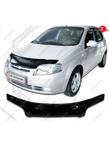 Дефлектор капота CA Plastic (черный) (Classic черный) Chevrolet Aveo T200 хэтчбек 5 дв (2002-2008)