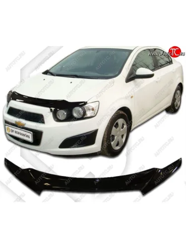 Дефлектор капота CA-Plastic (Classic черный) Chevrolet Aveo T300 седан (2011-2015)