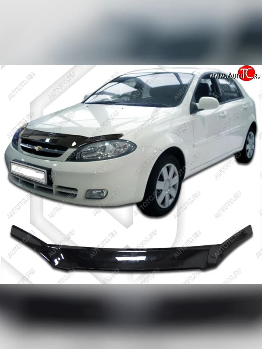 Дефлектор капота CA-Plastic Chevrolet Lacetti хэтчбек (2002-2013) (Classic черный, Без надписи)  в Керчи Республика Крым