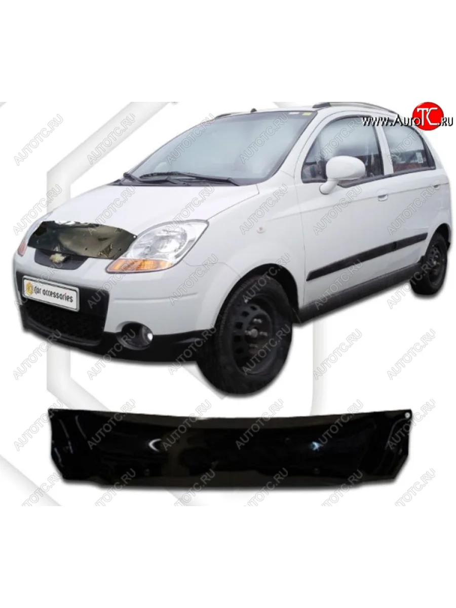 Дефлектор капота CA-Plastic Chevrolet Spark M200,250 (2005-2010) (Classic черный, Без надписи)  в Керчи Республика Крым