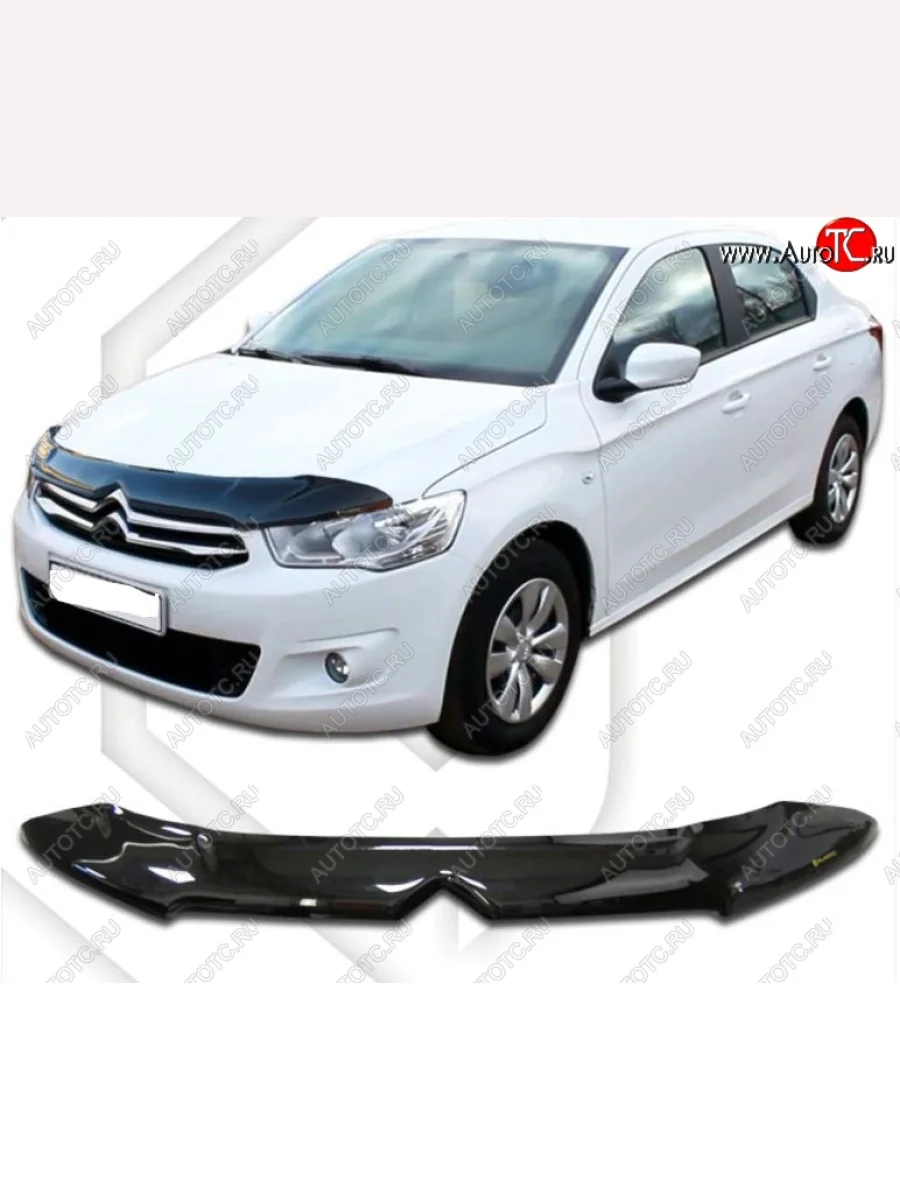 Дефлектор капота CA-Plastic CITROEN C-elysee дорестайлинг (2012-2017) (Classic черный, Без надписи)  в Керчи Республика Крым