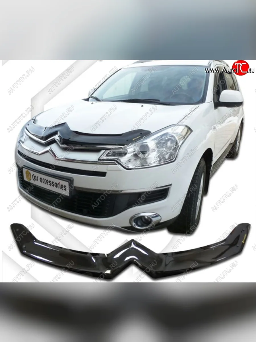Дефлектор капота CA Plastic (черный) CITROEN C-crosser (2007-2012) (Classic черный, Без надписи)  в Керчи Республика Крым