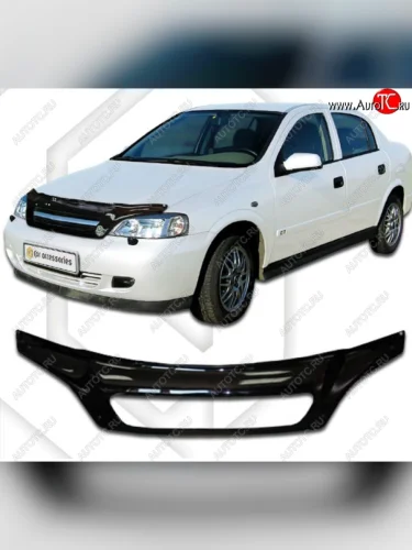 Дефлектор капота CA-Plastic exclusive (Classic черный) Chevrolet Viva (2005-2008)
