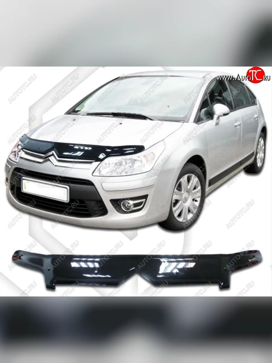Дефлектор капота CA-Plastic CITROEN C4  дорестайлинг, хэтчбэк 5 дв. (2004-2008) (Classic черный, Без надписи)  в Керчи Республика Крым