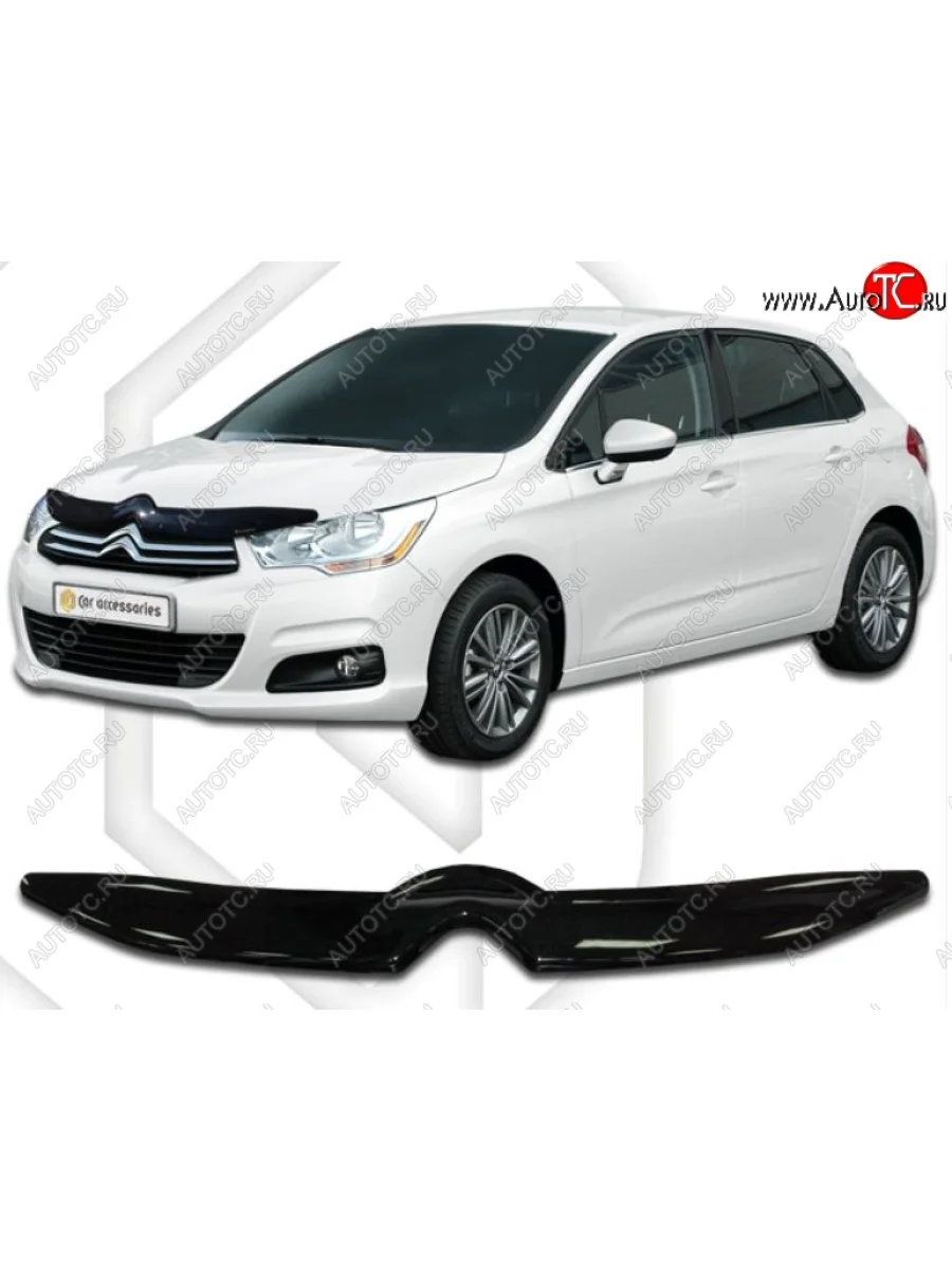 Дефлектор капота CA-Plastic CITROEN C4 B7 хэтчбэк 5 дв. (2011-2018) (Classic черный, Без надписи)  в Керчи Республика Крым