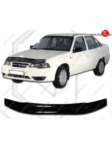 Дефлектор капота CA-Plastic (Classic черный) Daewoo Nexia рестайлинг (2008-2015)