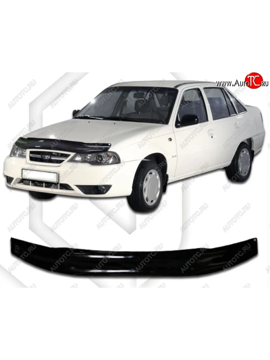 Дефлектор капота CA-Plastic Daewoo Nexia рестайлинг (2008-2015) (Classic черный, Без надписи)  в Керчи Республика Крым