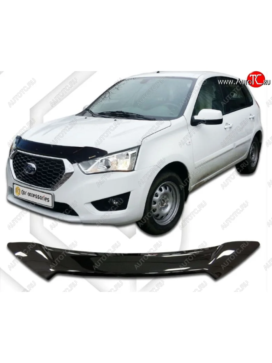 Дефлектор капота CA-Plastic Datsun mi-DO хэтчбэк (2014-2021) (Classic черный, Без надписи)  с доставкой в г. Пермь