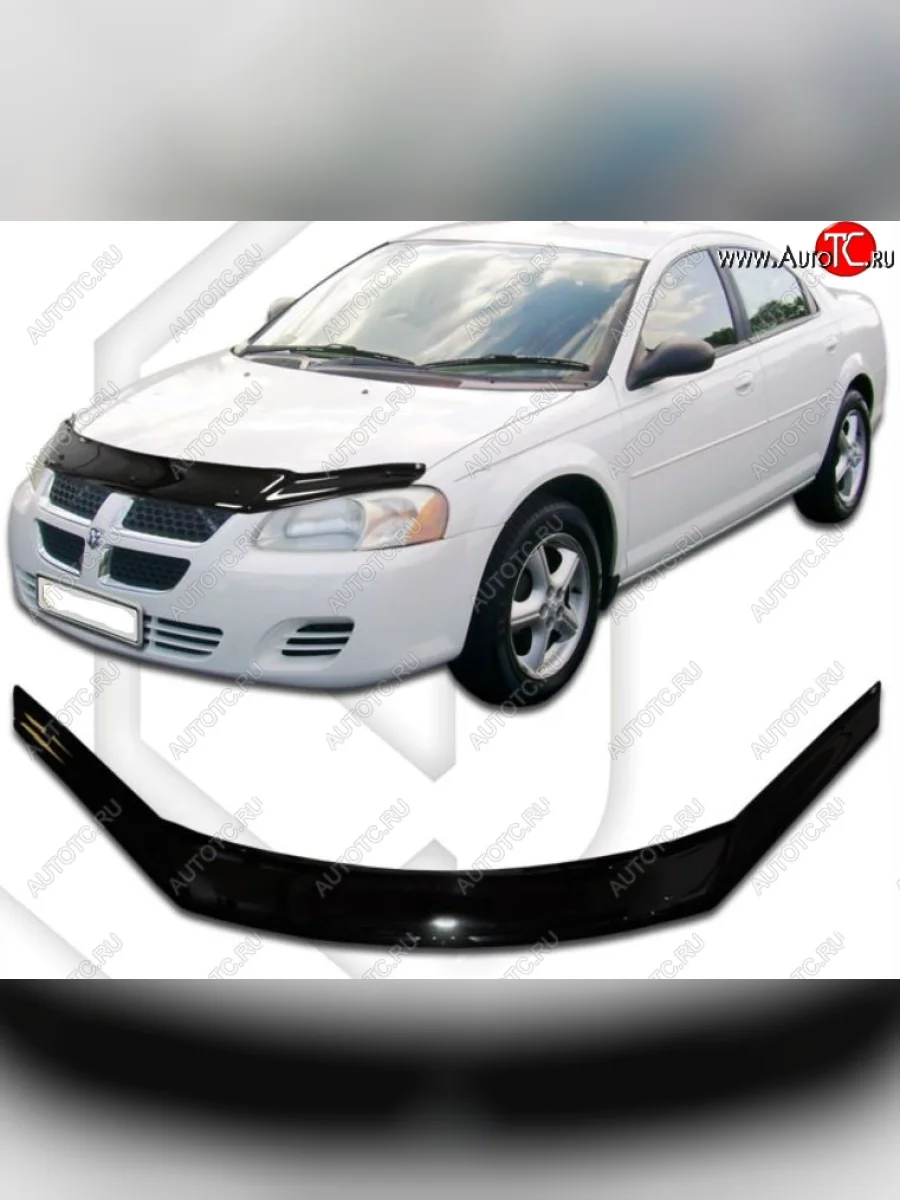 Дефлектор капота CA-Plastic Dodge Stratus (2004-2006) (Classic черный, Без надписи)  в Перми Пермском крае