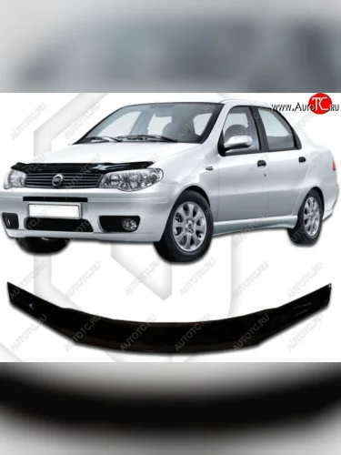 Дефлектор капота CA-Plastic (Classic черный) Fiat Albea 170 седан (2002-2012)