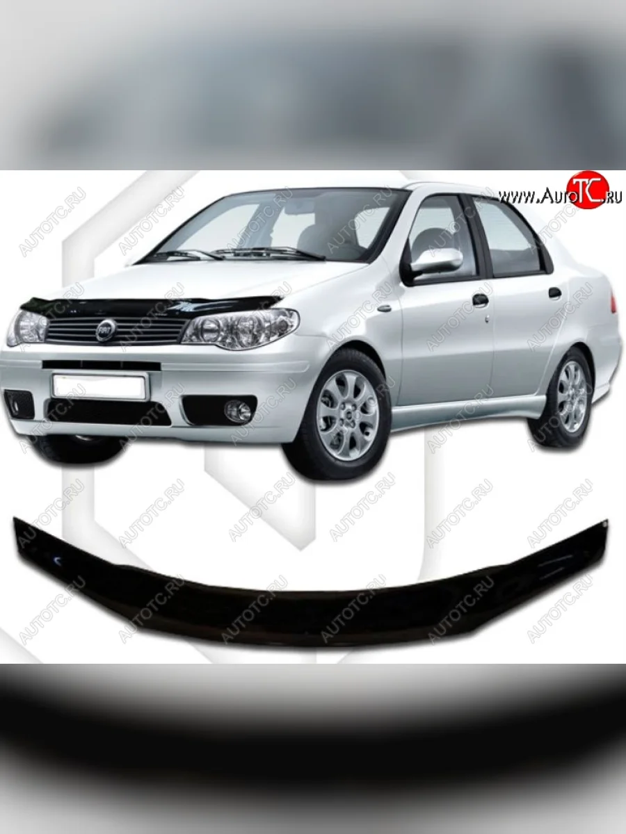 Дефлектор капота CA-Plastic Fiat Albea 170 седан (2002-2012) (Classic черный, Без надписи)  в Перми Пермском крае