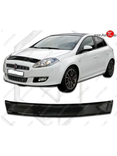 Дефлектор капота (левый руль) CA Plastic (черный) (Classic черный) Fiat Bravo 198 хэтчбэк 3 дв. (2007-2015)