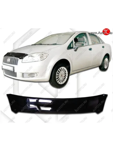 Дефлектор капота CA-Plastic (Classic черный) Fiat Linea (2007-2016)
