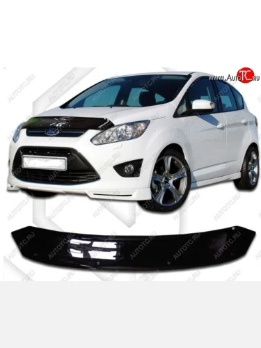 Дефлектор капота CA-Plastic (серия Classic черный) Ford C-max Mk2 дорестайлинг (2010-2015)