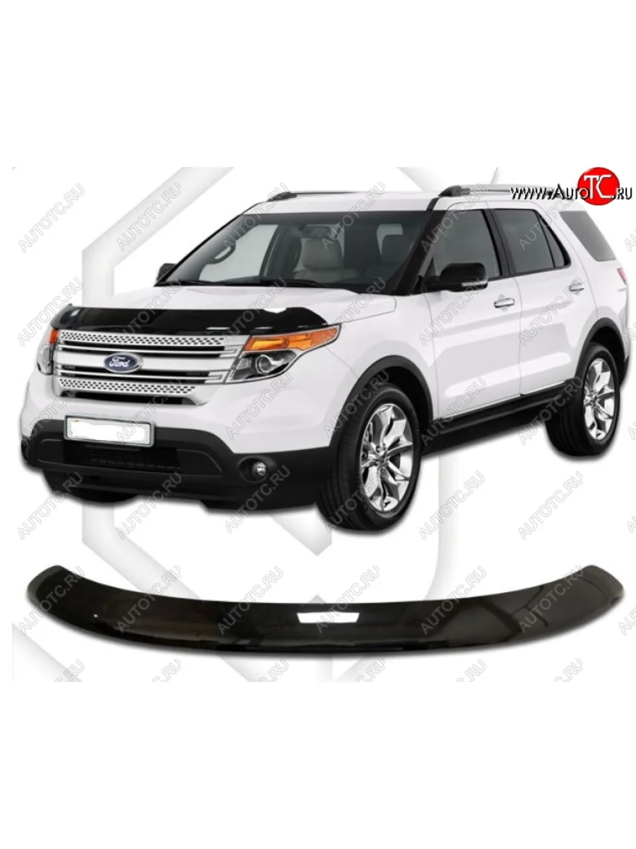 Дефлектор капота CA-Plastic Ford Explorer U502 дорестайлинг (2010-2016) (Classic черный, Без надписи)  в Керчи Республика Крым