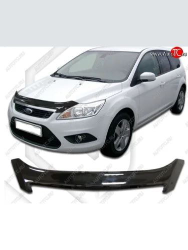 Дефлектор капота CA-Plastic (Classic черный) Ford Focus 2 универсал рестайлинг (2007-2011)