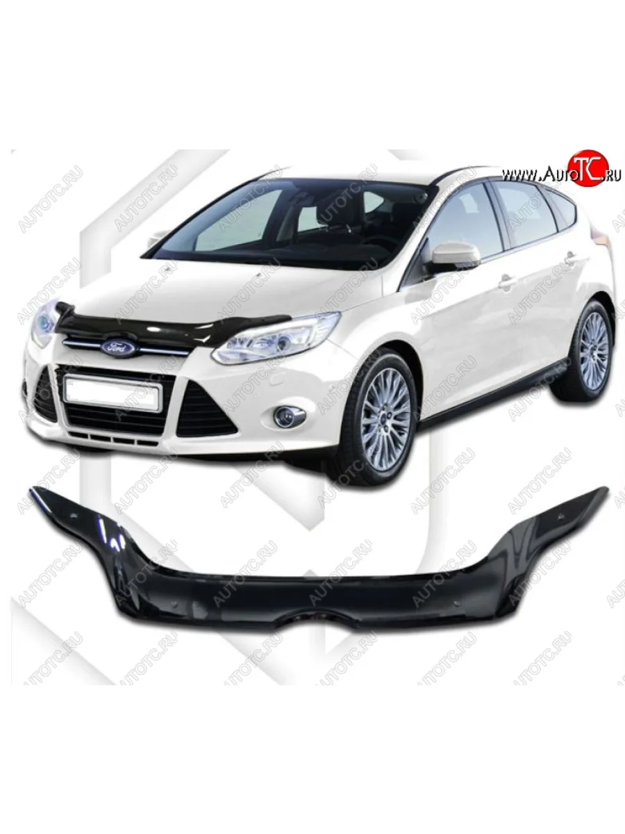 Дефлектор капота CA-Plastic Ford Focus 3 седан дорестайлинг (2011-2015) (Classic черный, Без надписи)  в Самаре Самарской области