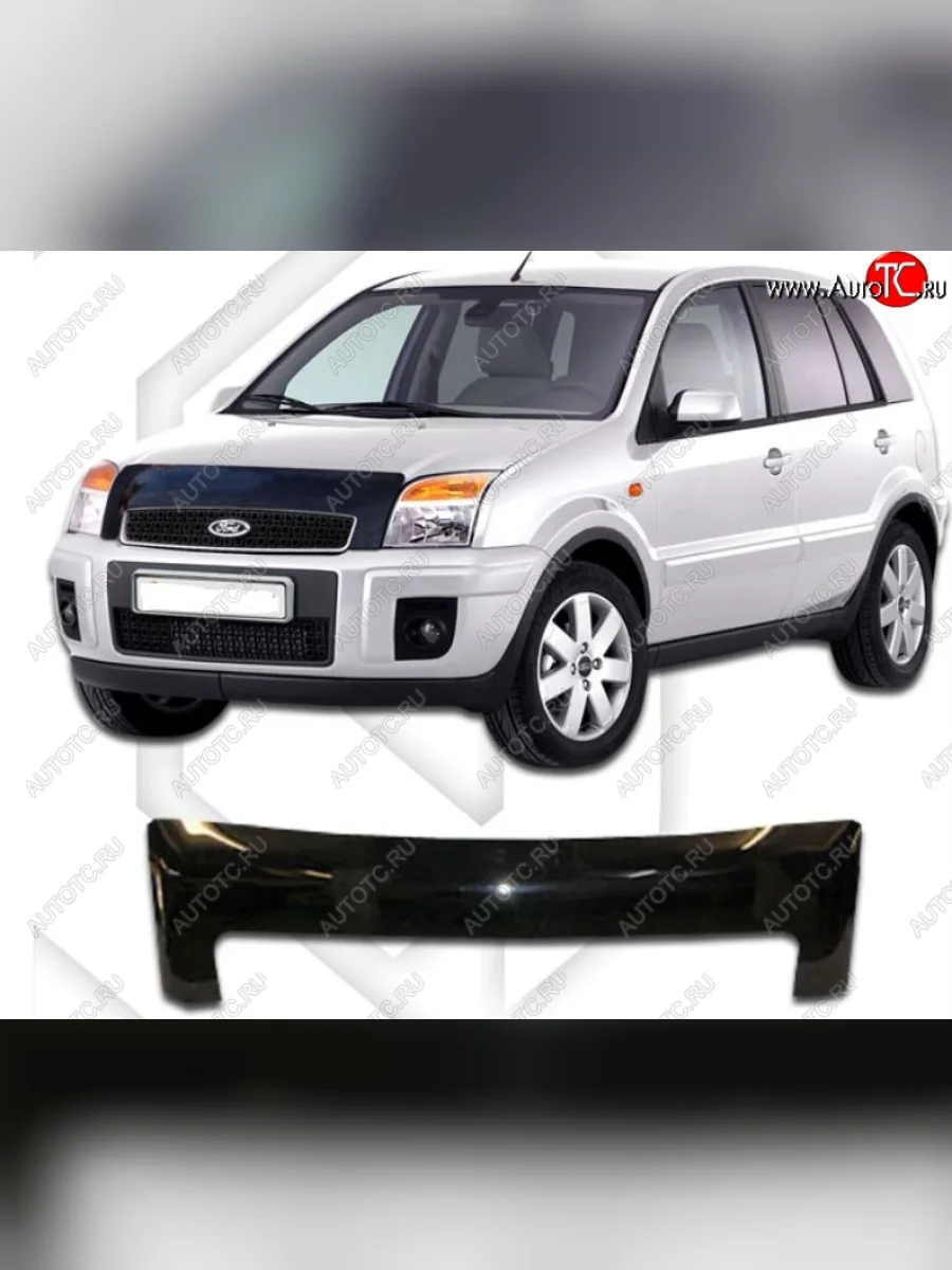 Дефлектор капота CA-Plastic Ford Fusion 1 хэтчбэк дорестайлинг (2002-2005) (Classic черный, Без надписи)  с доставкой в г. Керчь