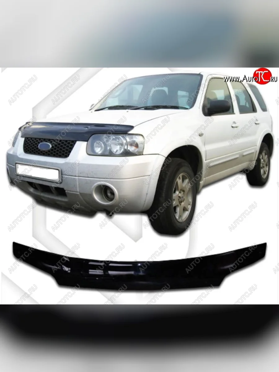 Дефлектор капота CA-Plastic Ford Maverick TM1 дорестайлинг, 5 дв. (2000-2004) (Classic черный, Без надписи)  в Воронеже Воронежской области