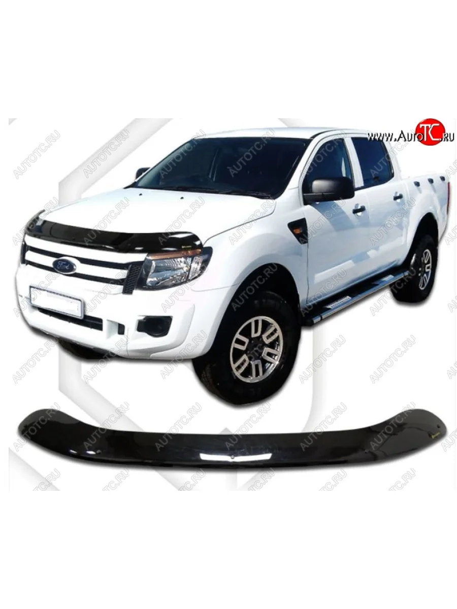 Дефлектор капота CA-Plastic Ford Ranger DoubleCab дорестайлинг (2011-2016) (Classic черный, Без надписи)  в Керчи Республика Крым
