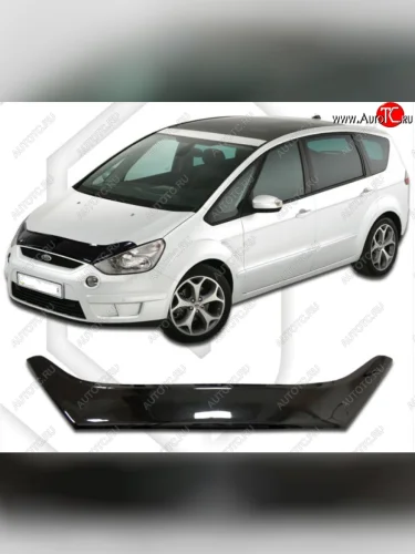 Дефлектор капота CA-Plastic (Classic черный) Ford S-Max 1 дорестайлинг (2006-2010)