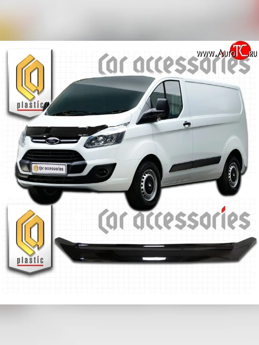 Дефлектор капота CA-Plastic Ford Tourneo Custom дорестайлинг (2012-2018) (Classic черный, Без надписи)  в Керчи Республика Крым