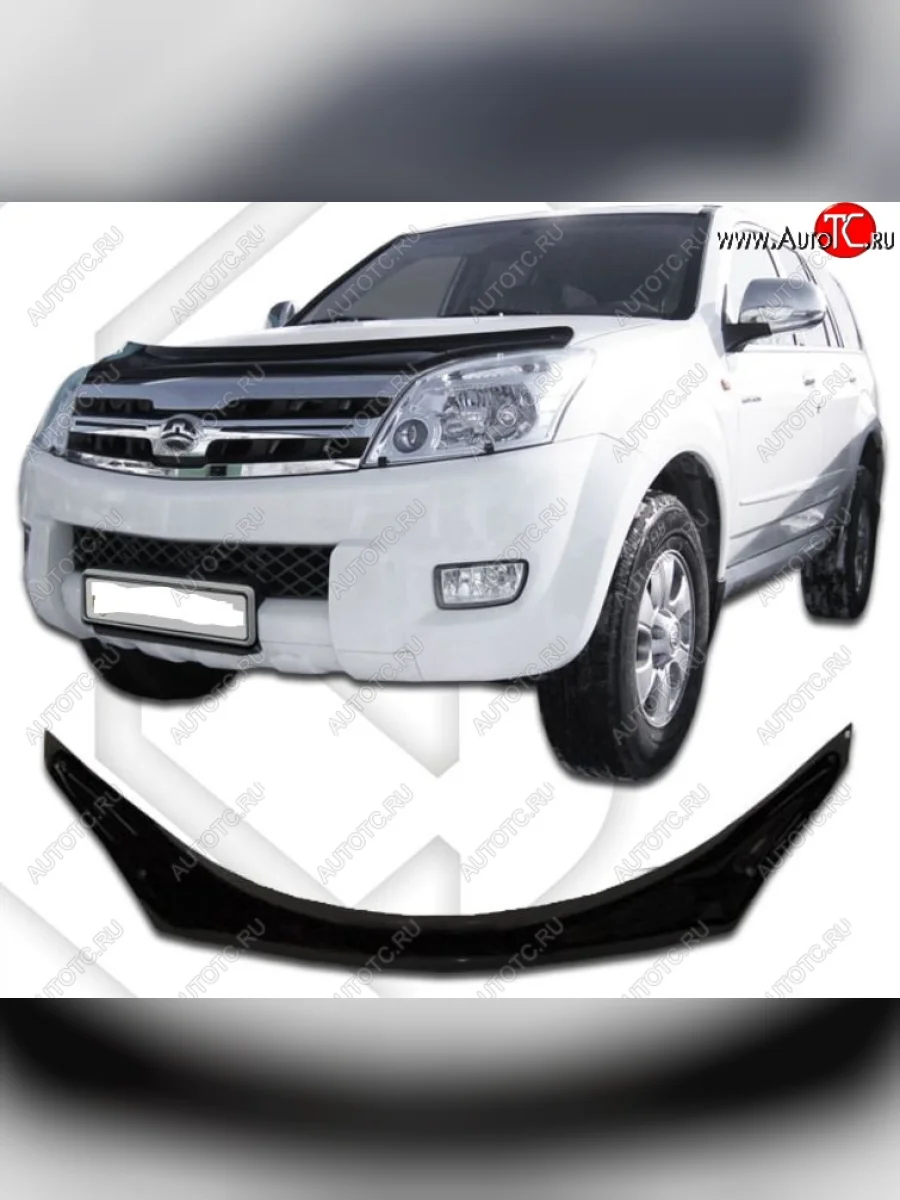 Дефлектор капота CA-Plastic Great Wall Hover  1-ый рестайлинг (2010-2014) (Classic черный, Без надписи)  с доставкой в г. Керчь