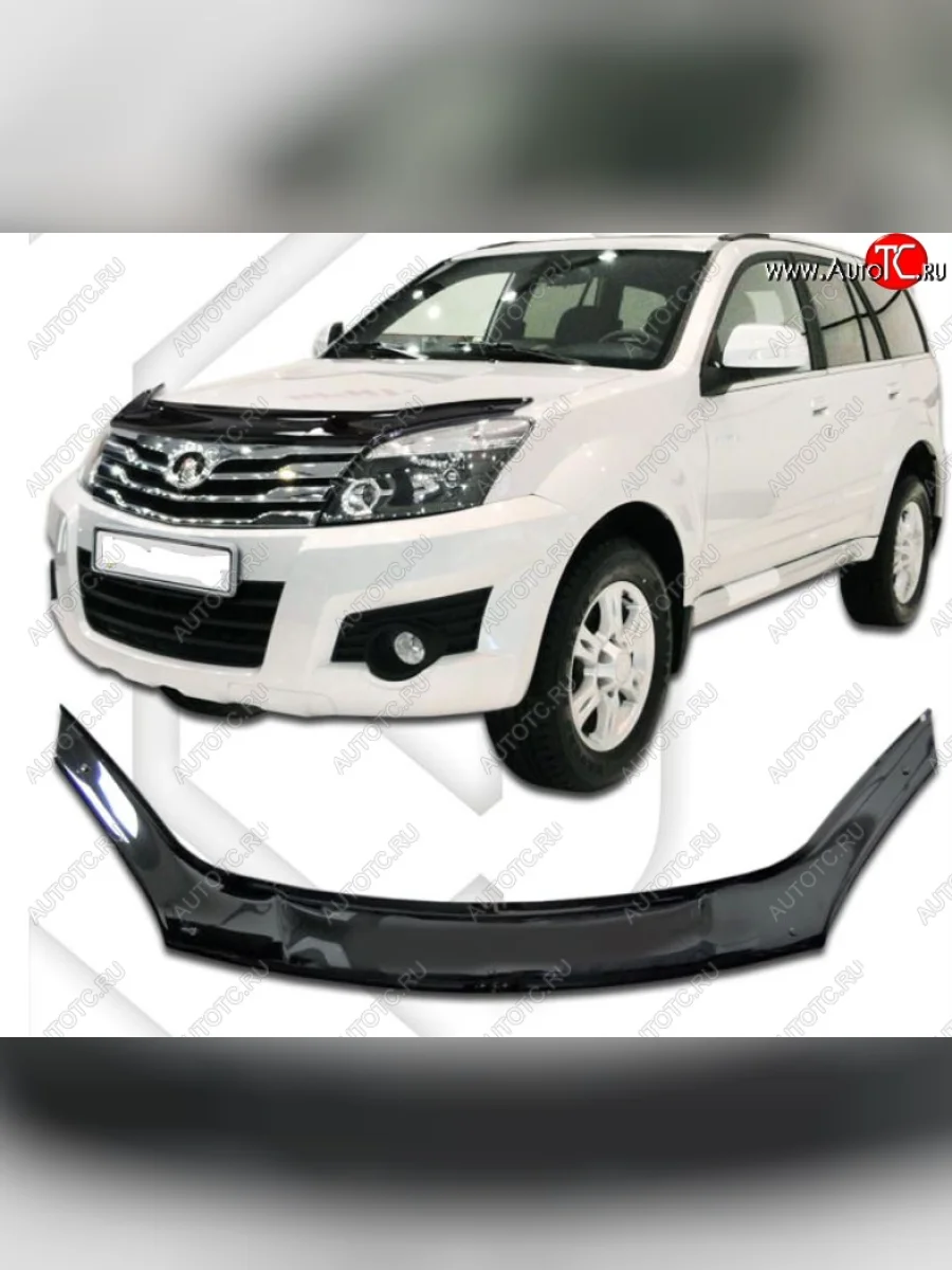 Дефлектор капота CA-Plastic Great Wall Hover H3  дорестайлинг (2010-2014) (серия Classic черный, Без надписи)  в Керчи Республика Крым