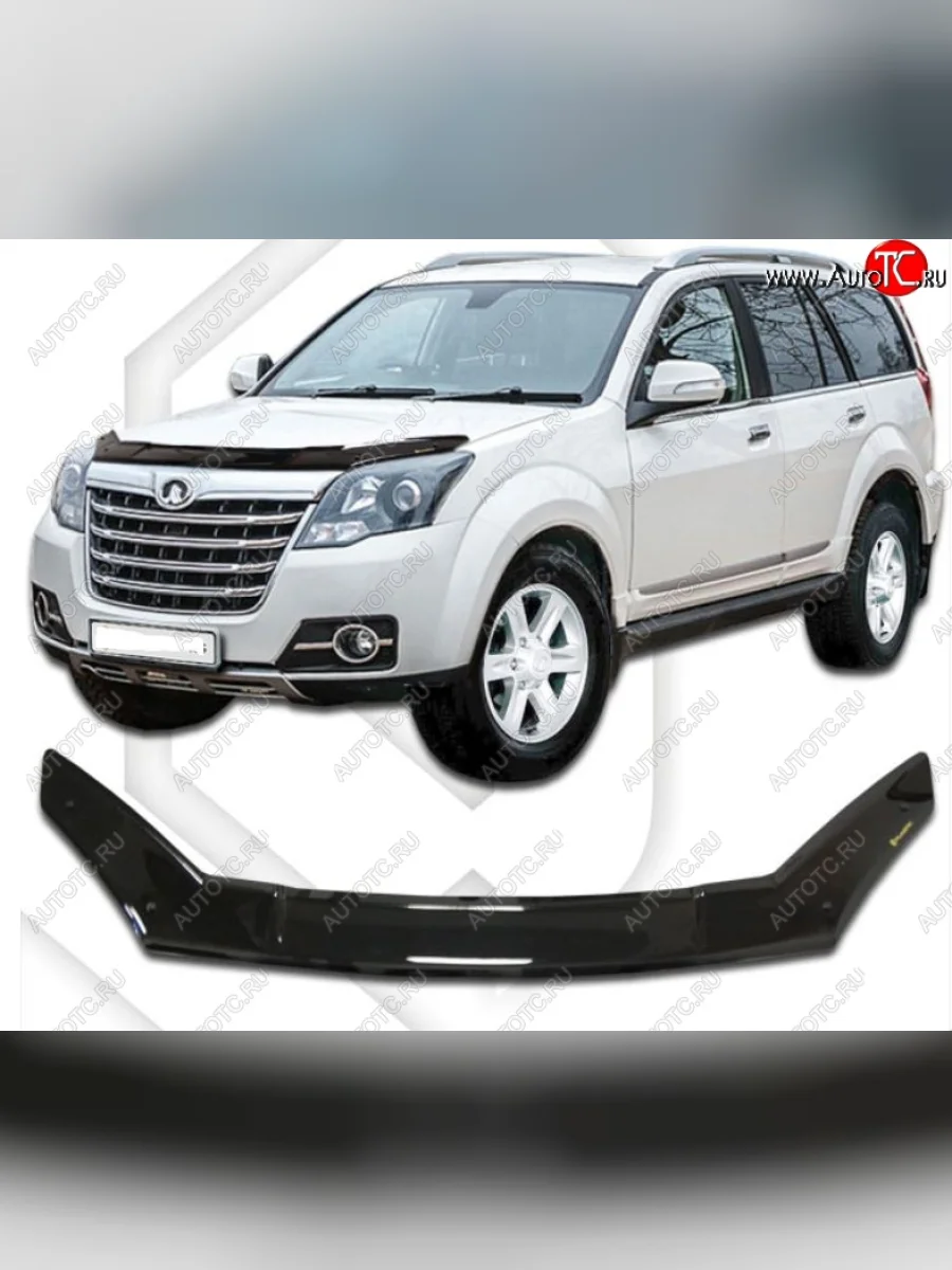 Дефлектор капота CA-Plastic Great Wall Hover H3  рестайлинг (2014-2016) (серия Classic черный, Без надписи)  в Керчи Республика Крым